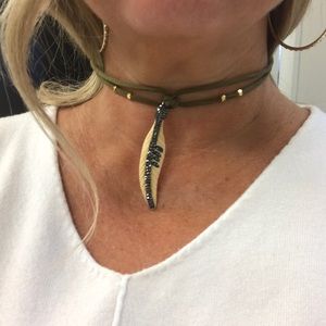 Leather wrap choker necklace